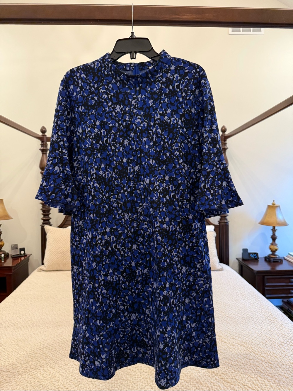 Tyler Boe Blue and Black Floral Midi Dress